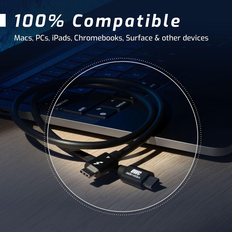 OWC Thunderbolt 4 Active USB-C Cable 40Gb/s 100W 2.0M (78in) | Active cable full 40Gb/s over longer runs - 100W charging - 8K display support - Compatible with Thunderbolt 4/3, USB4, USB-C 78.74 Inches