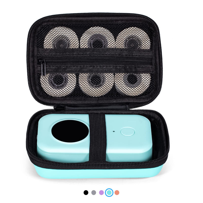 [AUSTRALIA] - Memoking T02 Hard Storage Case - Compatible with Phomemo D30, SUPVAN E10, NIIMBOT D11, JADENS D110 and More, with Zipper Mesh Pocket, Waterproof Shockproof Case, Green (Only Case) 
