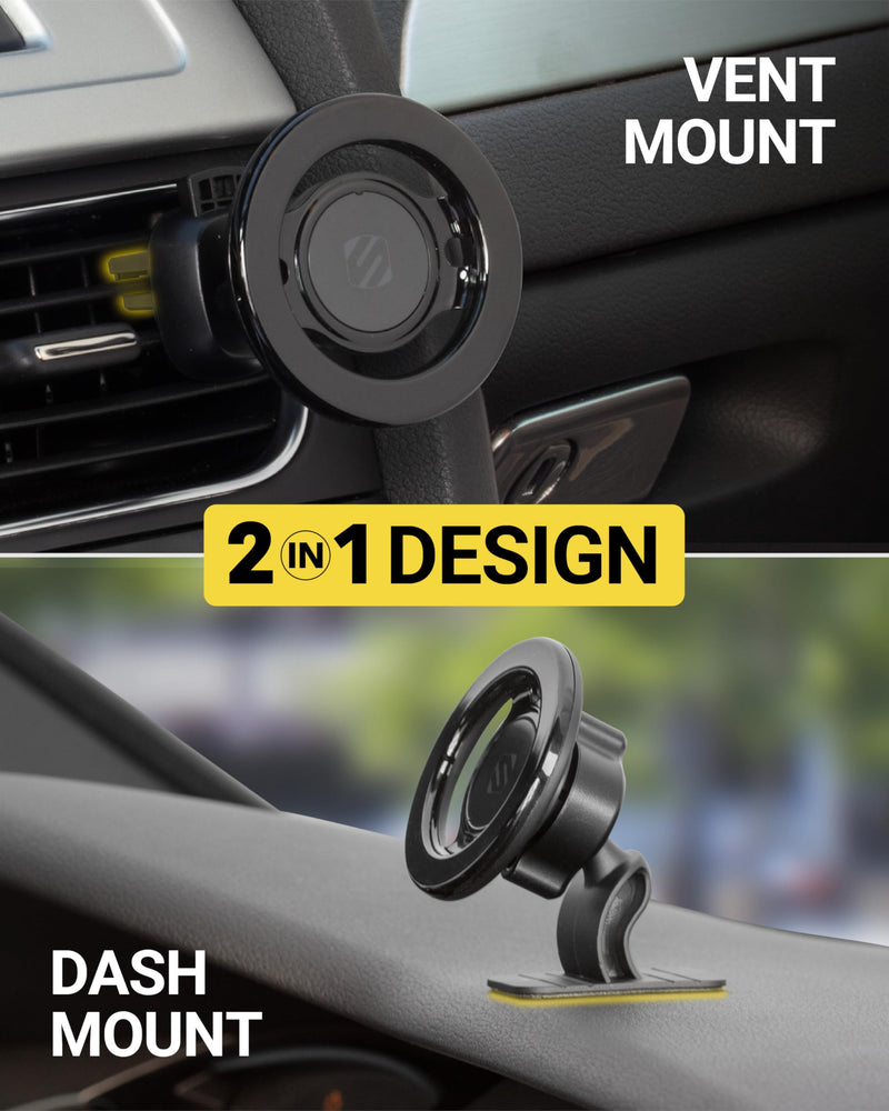 Scosche MagicMount SMSDV MagSafe Dashboard/Vent Car Mount, Magnetic Cell Phone Holder, Phone Stand for Dash/Vent Compatible with iPhone 16/15/14/13/12/Pro/Max/Plus/Mini/MagSafe Case, Pack of 2 Dash / Vent 2 Pack Black