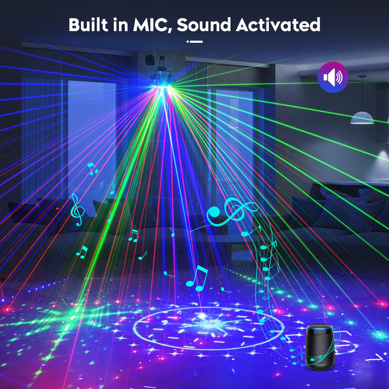Dj Party Lights,9 Lens Strobe Laser Rave Light Show with DMX & Sound Activated with Remote Control Party Light Dj Disco Lights Indoor for Dance Birthday Wedding Stage Lighting