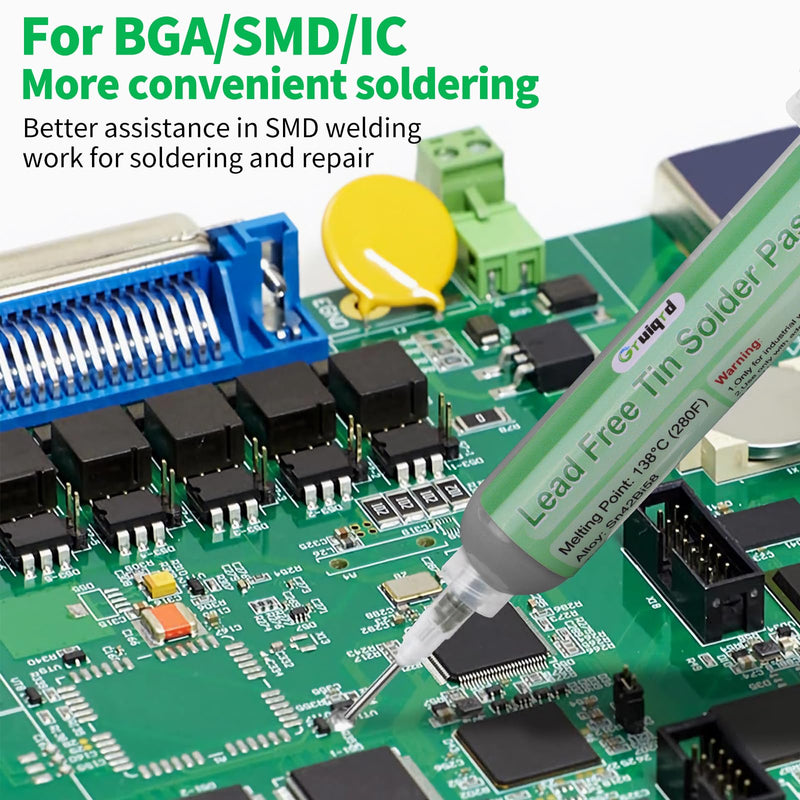 Gruiqrd Syringe Soldering Paste Flux Sn42 Bi58, Lead-Free Soldering Paste, Soldering Flux Tin Paste, Low Temperature Solder Paste 138 Degrees, for BGA LED SMD SMT Solder (1.41 oz/40 g)