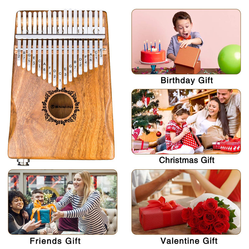 Kalimba Thumb Piano 17 Keys RANMING Mbira Finger Piano Kalimba Gifts for Adults Kids Beginners With Portable Handbag and Tune Hammer Thumb Pianos Finger Harp (Acacia-Pickup) Brown
