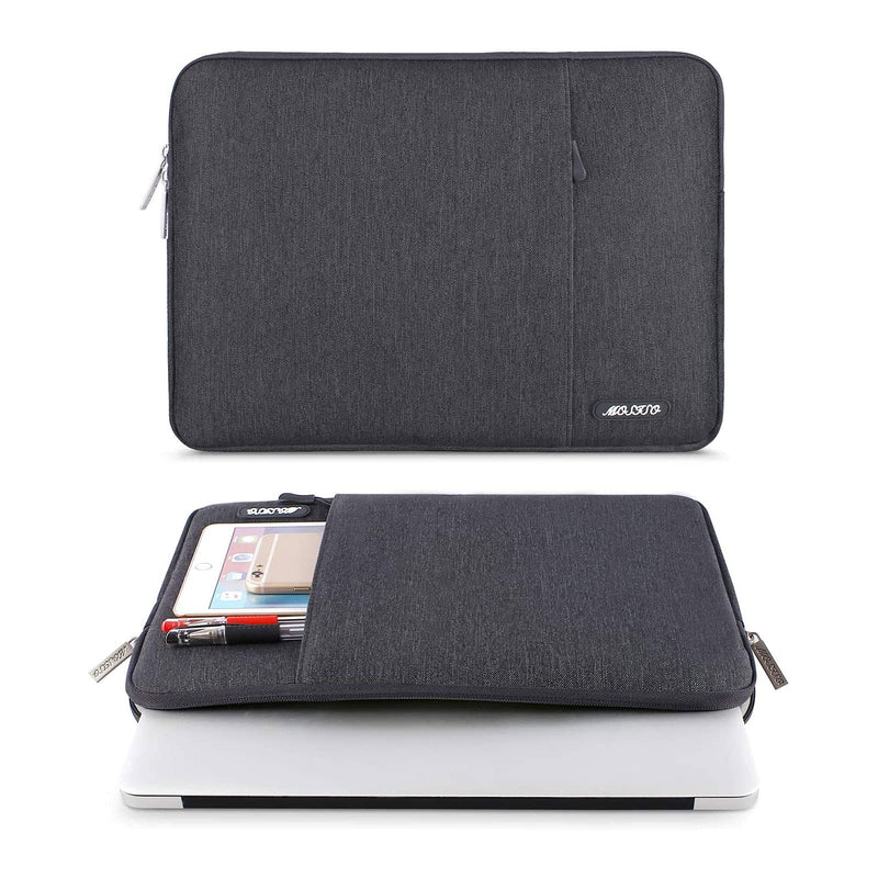 MOSISO Laptop Sleeve Bag Compatible with MacBook Air 15 inch M3 A3114 M2 A2941 2023 2024/Pro A1990 A1707,Surface Laptop 15,Dell XPS 15,HP Stream 14, Polyester Vertical Case with Pocket, Space Gray