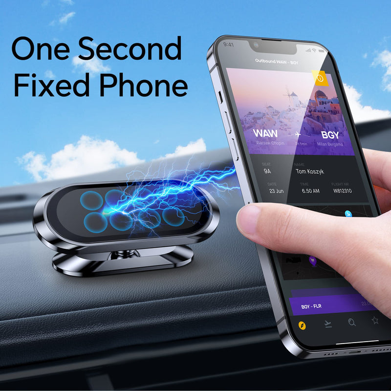 【2-PACK】Magnetic Phone Holder for Car Dash [ Super Magnet ] [ 4 Metal Plate ] Car Mount for Iphone Magnetic Car Mount for Cell Phone [ 360° Rotation ] Universal Dashboard Carmount Magnetic Phone Mount Black