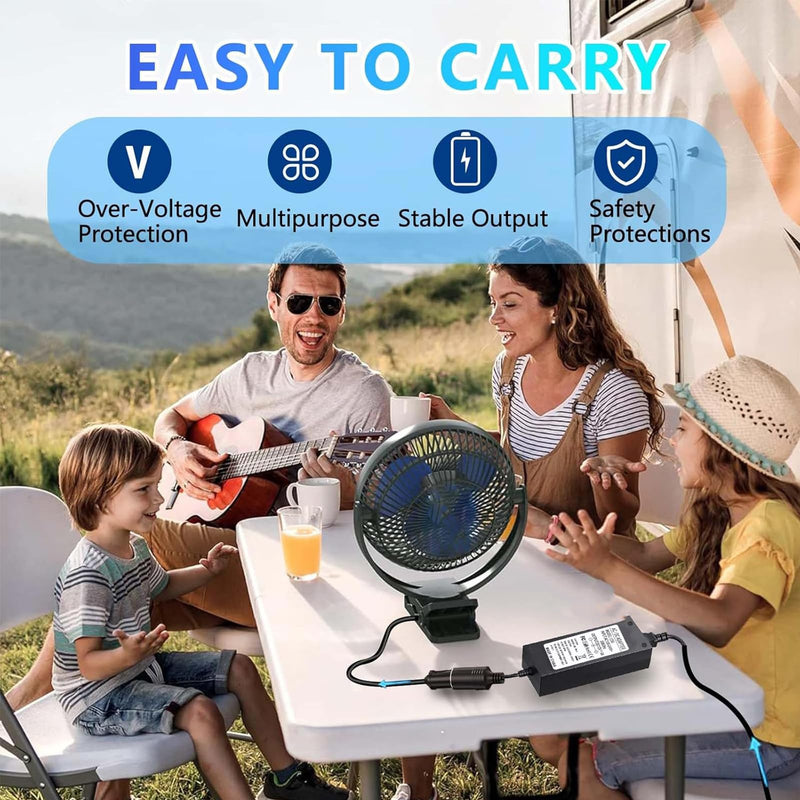 Powice Voltage Converter 230 V to 12 V, Adapter Cigarette Lighter Socket 5 A 60 W, Adapter 12 V to 230 V Suitable for Car Cool Box, Vacuum Cleaner Cigarette Lighter Car Fan Humidifier