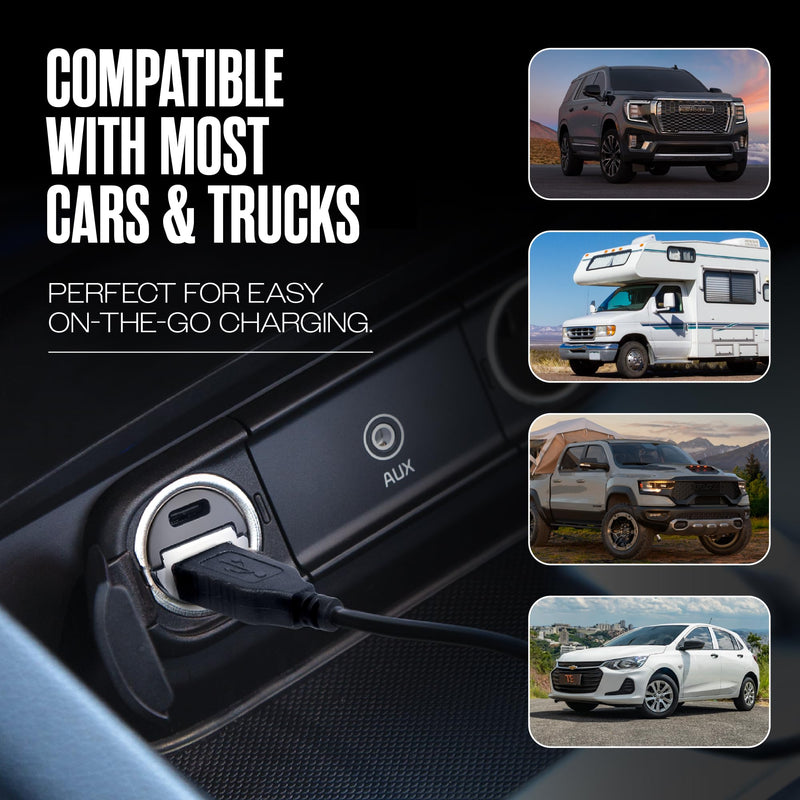 30W Dual-Port Cigarette Lighter USB Charger for iPhone & Samsung, USB-C & A | Super Fast Car Charging, Overheat Protection for iPhone 17 & Older, Galaxy S25 & Older, Android, iPad, Airpods, Swivel Design
