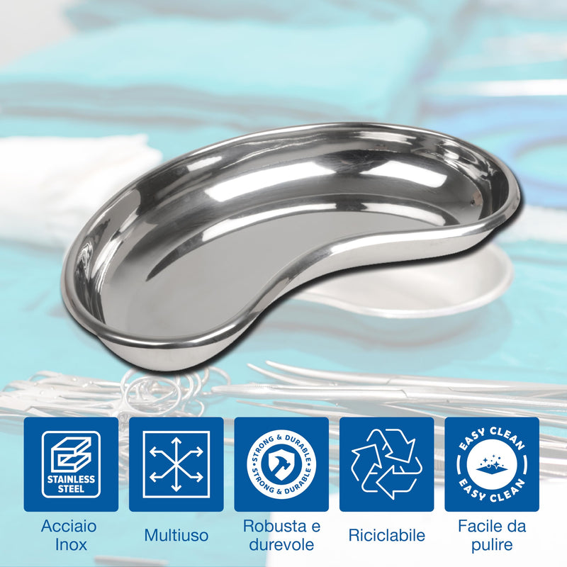 GIMA 26611 Stainless Steel Kidney Dish, 254 mm x 141 mm x 33 mm, capacity 750 ml 254 x 141 x 33 mm
