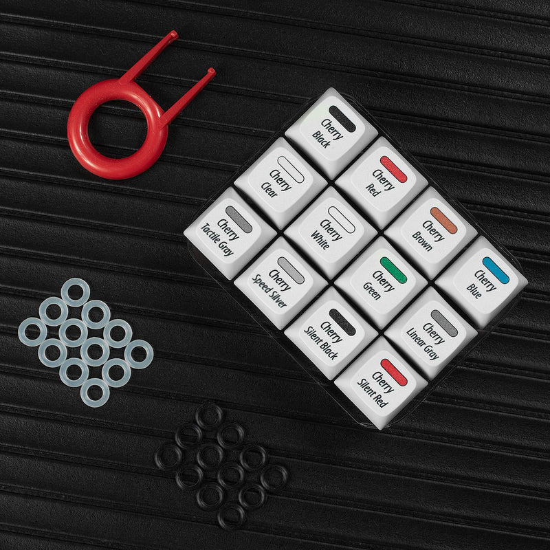 Griarrac Cherry MX Switch Tester 12-Key Mechanical Keyboard Sampler Switch Testing Tool with Keycap Puller and 24 O Rings, 40A-L & 40A-R (Printed PBT Keycap Include Linear Gray)