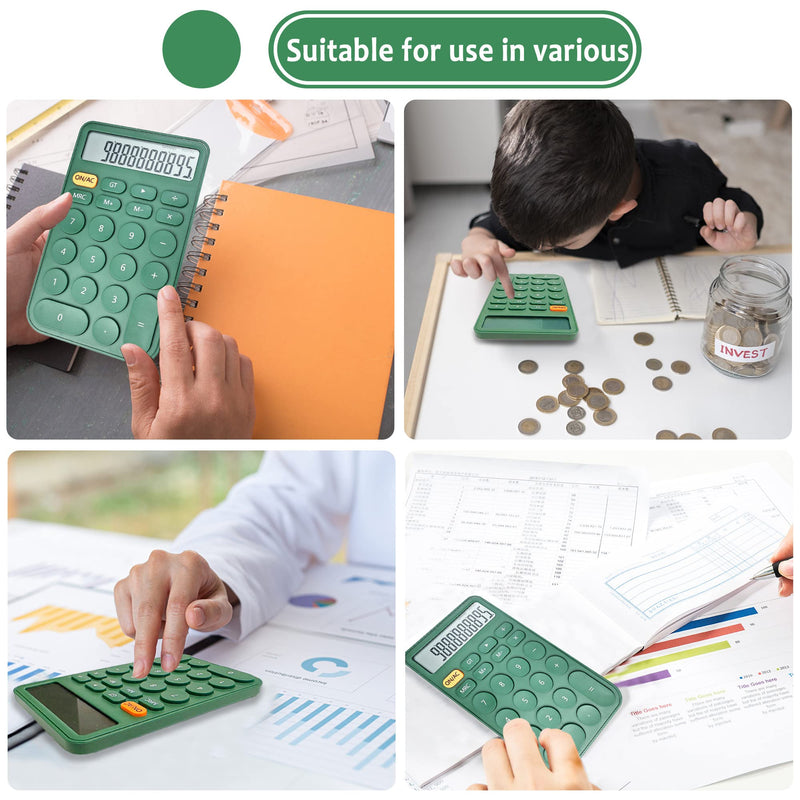 Standard Calculator 12 Digit,Desktop Large Display and Buttons,Calculator with Large LCD Display for Office,School, Home & Business Use,Automatic Sleep,with Battery (Green) 5.5in Green