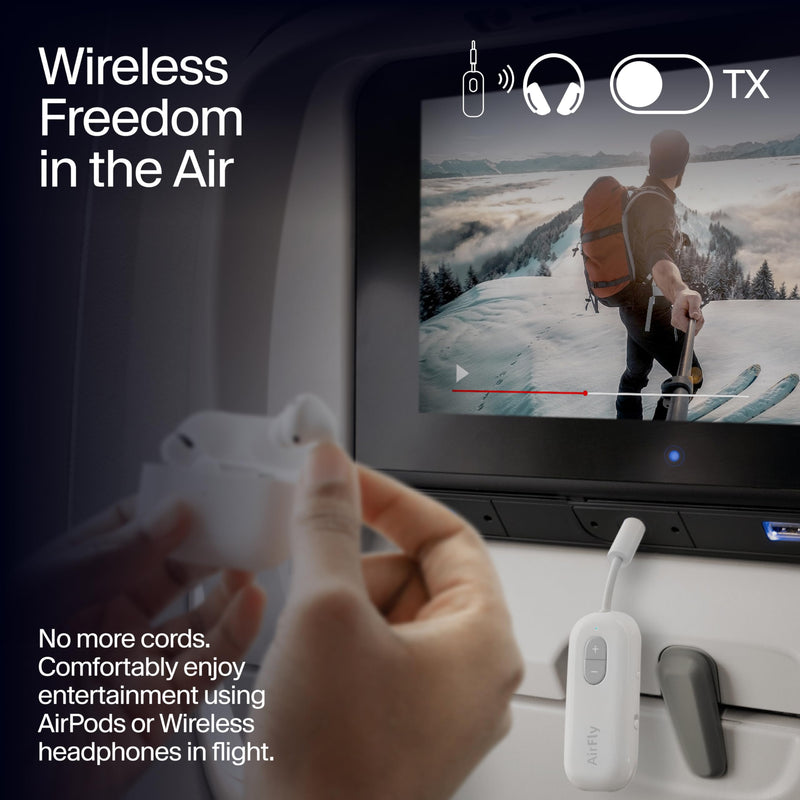 [AUSTRALIA] - Twelve South AirFly SE | Bluetooth Wireless Audio Transmitter Adapter for AirPods/Headphones, 20+ Hr Battery, Works with 3.5mm aux Jacks on Airplanes, TVs, Gym Equipment, and Travel White 