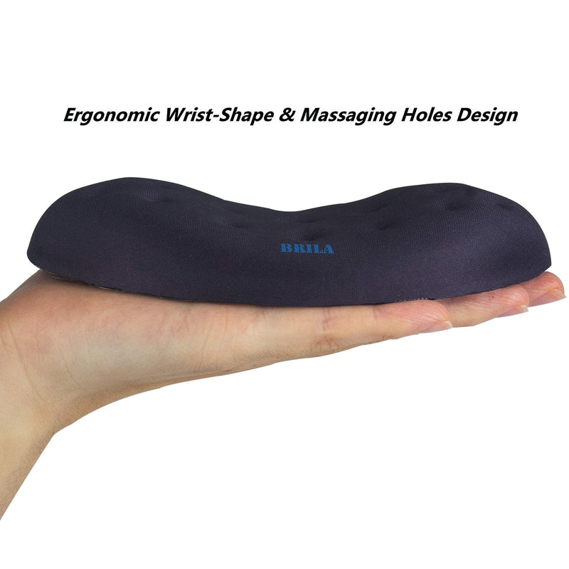 BRILA Upgraded Ergonomic Keyboard and Mouse Wrist Rest Support Cushion Pad Set - Comfy Soft Memory Foam Gel Padding & Non-Slip Palm/Hand/Wrist Pain Relief Rest Pad for Office Work, PC Gaming, Laptop Black Bundle