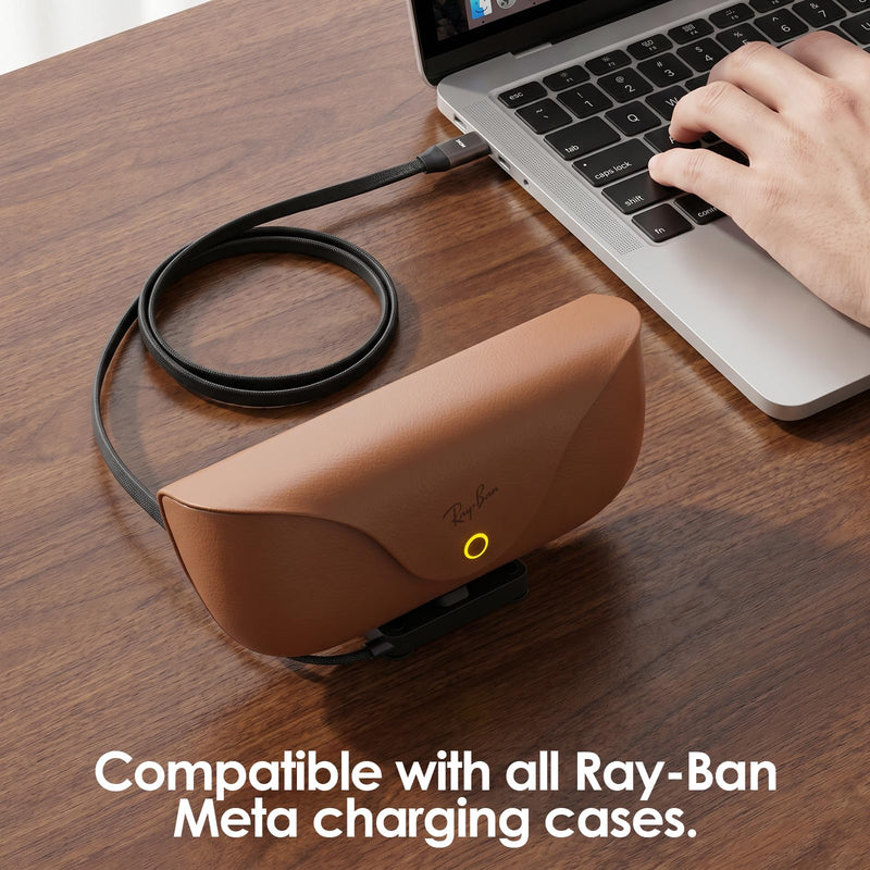Foldable Charging Stand Compatible with Ray Ban Meta/Display Charging Case & Phone, 240W Fast USB C to USB C Multi-Functional Charging Cable for Smart Glasses Box