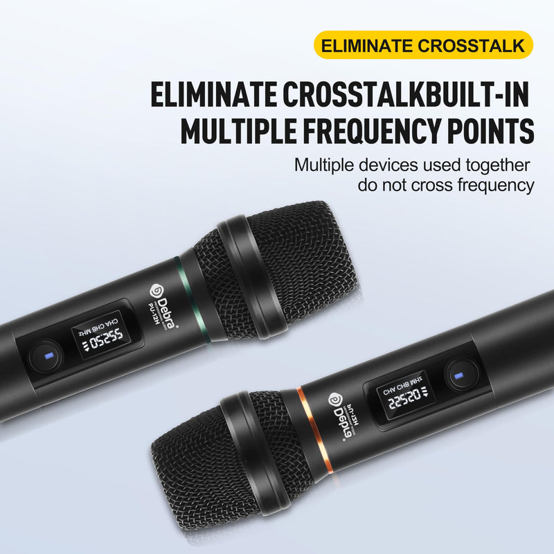 [AUSTRALIA] - D Debra Wireless Microphone UHF Cordless Handheld Dynamic with Rechargeable Receiver and 30 Adjustable Frequency for Karaoke Singing, Wedding, DJ, Party, Speech, Church, Class Use, 200ft (PU-12H-02) PU-12H-02 