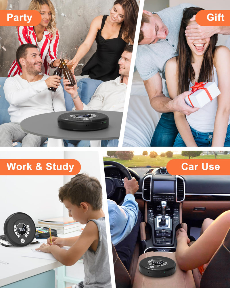 [AUSTRALIA] - Greadio Portable Bluetooth CD Player with 2000mAh Rechargeable, Personal CD Player for Car with FM Transmitter/AUX, CD Discman Player with Headphone, 120s Anti-Skip, USB Port, Backlight (Black) Black-CD Player with FM Transmitter 