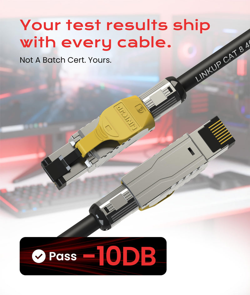 LINKUP Cat 8 Ethernet Cable | Long Internet Cord | High Speed LAN Connection | RJ45 connectors | Use with Cat 5/ Cat 6/ Cat 7 | Optimal for Gaming