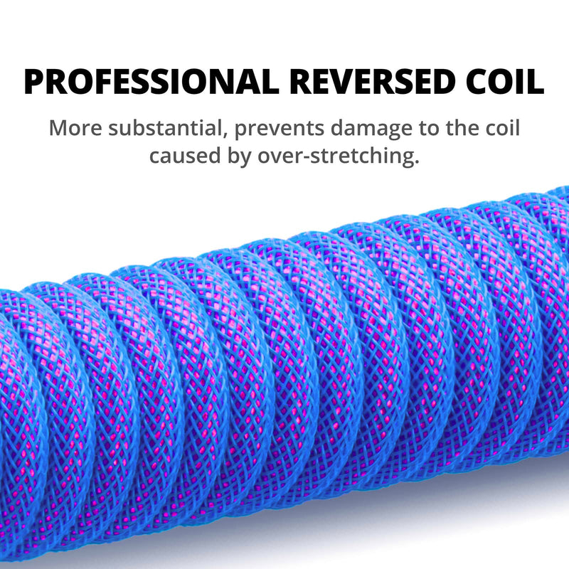 GunMjo Pro Custom Coiled USB C Cable for Gaming Keyboard, Double-Sleeved Mechanical Keyboard Cable with Detachable Metal Aviator, 1.5M USB-C to USB-A, Nebula Color