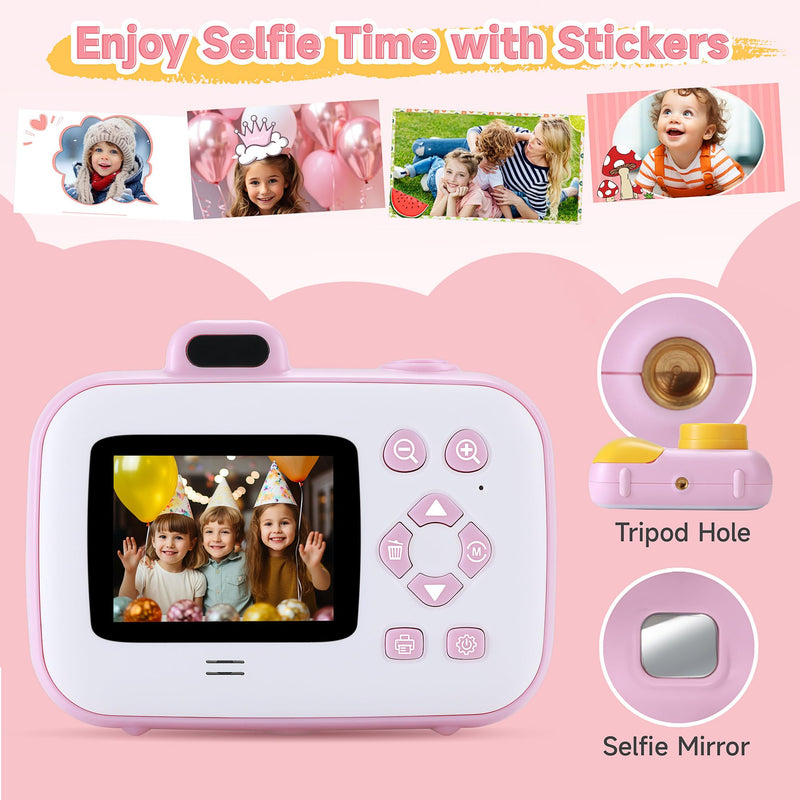 Kids Camera Instant Print for Girls Boys Age 3-12 Kids Toys, YEEHAO 12MP 1080P Kids Digital Cameras Christmas Birthday Gifts for 4 5 6 7 8 9 10 Year Old Girls, Toddler Camera Girls Toys