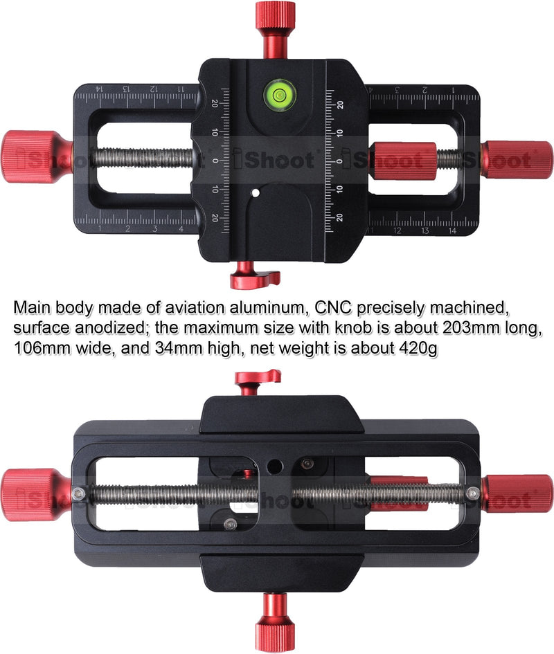 Universal 150mm Macro Focusing Rail Slider Close-up Shooting Head Camera Support Bracket Holder with Arca-Swiss Fit Clamp and Quick Release Plate in Bottom for Tripod Ballhead