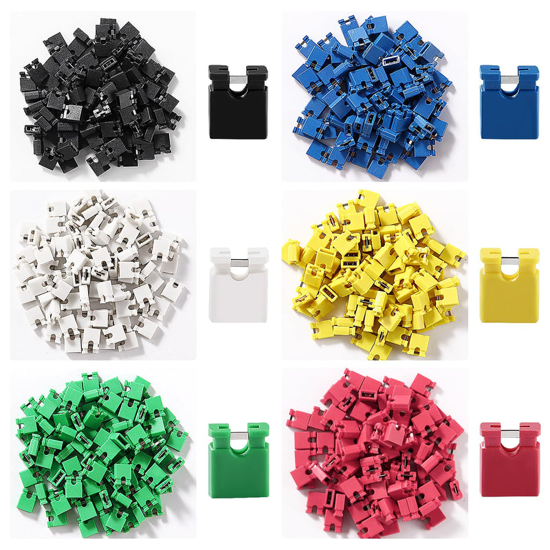 VooGenzek 600 Pieces 6 Colours 2.54 mm Computer Jumper Caps Shunts Short Circuit Cap, 2.54 mm Short Circuit Jumper Caps, Jumper Caps for PCB, 2-Terminal Open Top Jumper Cap, for Arduino PCB