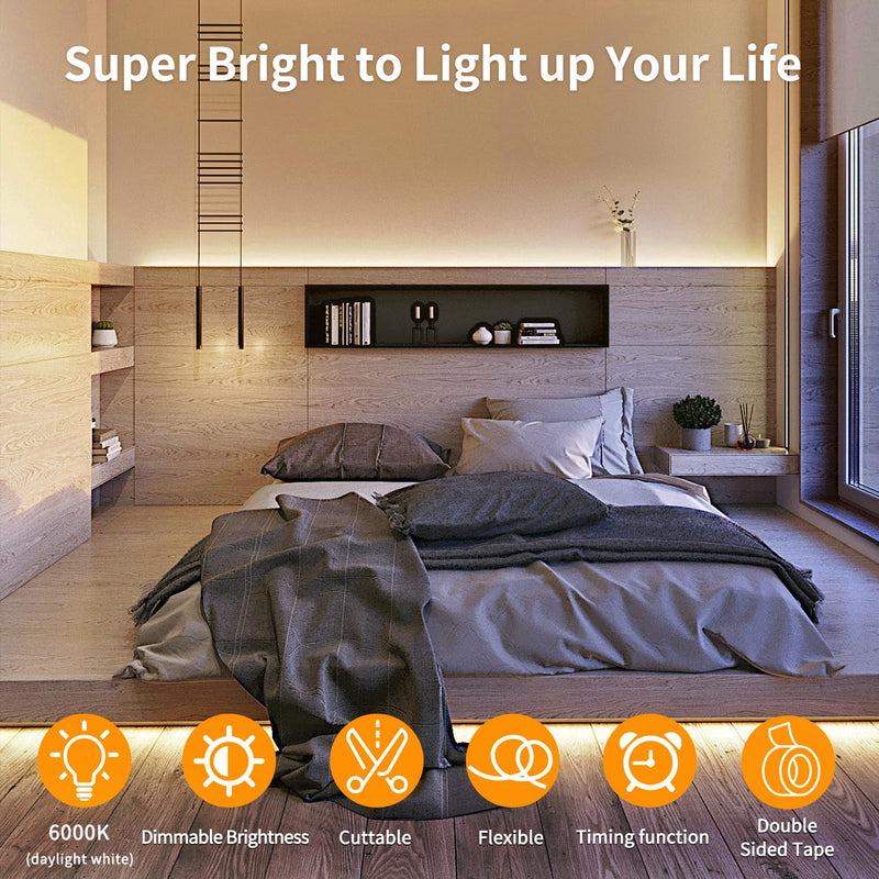 COB LED Strip Lights 32.8ft,3000K DC 24V Dimmable Warm White Flexible LED Rope Lights for Bedroom,with Remote and app Control LED Lights strip for Living Room, Shelf, Cabinet