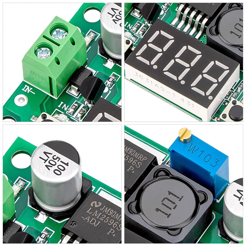[AUSTRALIA] - RUNCCI-YUN Set of 2 Adjustable DC Step Down Power Supply Converter, 4-40V Input to 1.25-37V Output Voltage Regulator with LED Voltmeter for DIY Arduino 