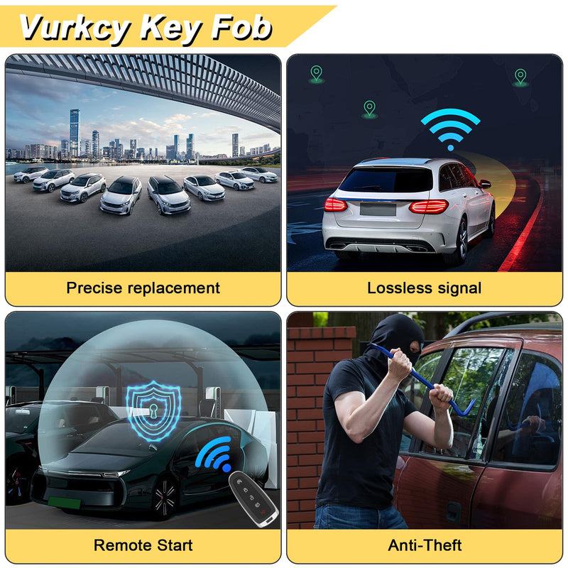 Vurkcy Key Fob Replacement for Ford Escape/Focus BEV Electric/C-Max Energi Car Keyless Entry Remote, M3N5WY8609 M3N5WY8610, 5 Btn(Only fit Pictured Key)