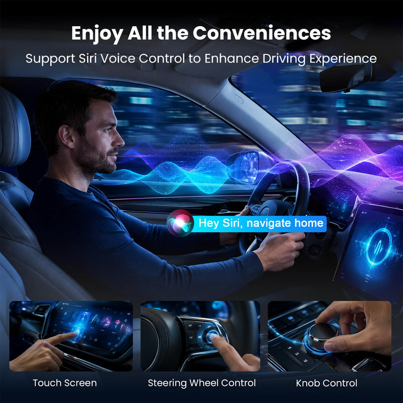 CarPlay AI Box 2026 Upgraded—Wireless CarPlay & Android Auto Adapter, Magic Video Box Support YouTube,TF Card,Wired-to-Wireless Conversion, Plug and Play carplay adapter for IOS10+/Android 11+ Small