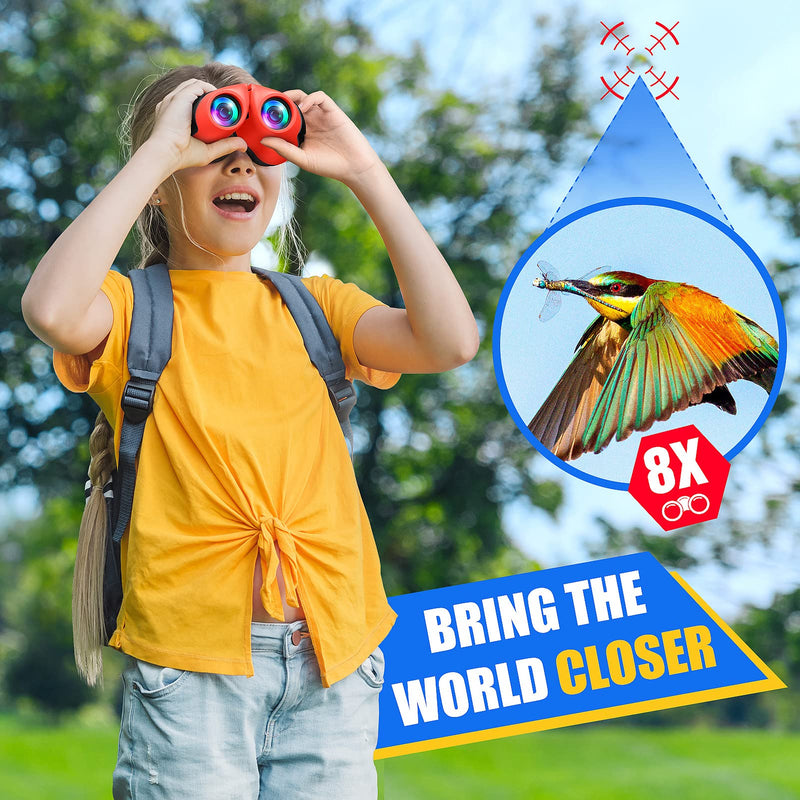 LET'S GO! Binocular for Kids, Compact High Resolution Shockproof Binoculars Red