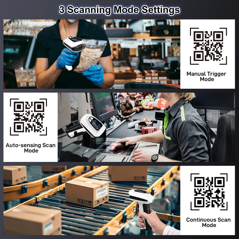 [AUSTRALIA] - KUIIYER 1D QR 2D Barcode Scanner, Bluetooth Wireless Bar Code Scanners with Setting Keypad & LCD Screen Display & AI Voice, Handheld Barcode Reader for iPhone, Android, iPad, Tablet, Computers & POS Bluetooth Barcode Scanner 