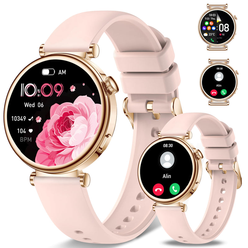 Smart Watches for Women,1.83"&1.27" HD Watch with Calls and Messages/Heart Rate/Sleep/Female Cycle,Fitness Tracker Smartwatch for Android/iOS Compatible,Pink/Light Pink