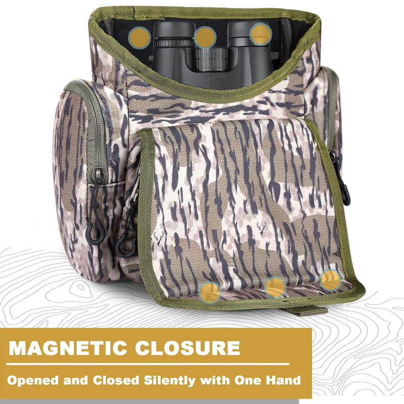 UIIHUNT Binocular Harness Chest Pack, Lightweight Bino Harness with Rangefinder Pouch - Durable Binocular Chest Packs for Hunting & More - Bino Harness Holds rangefinders, Phones, ect Bark Camo