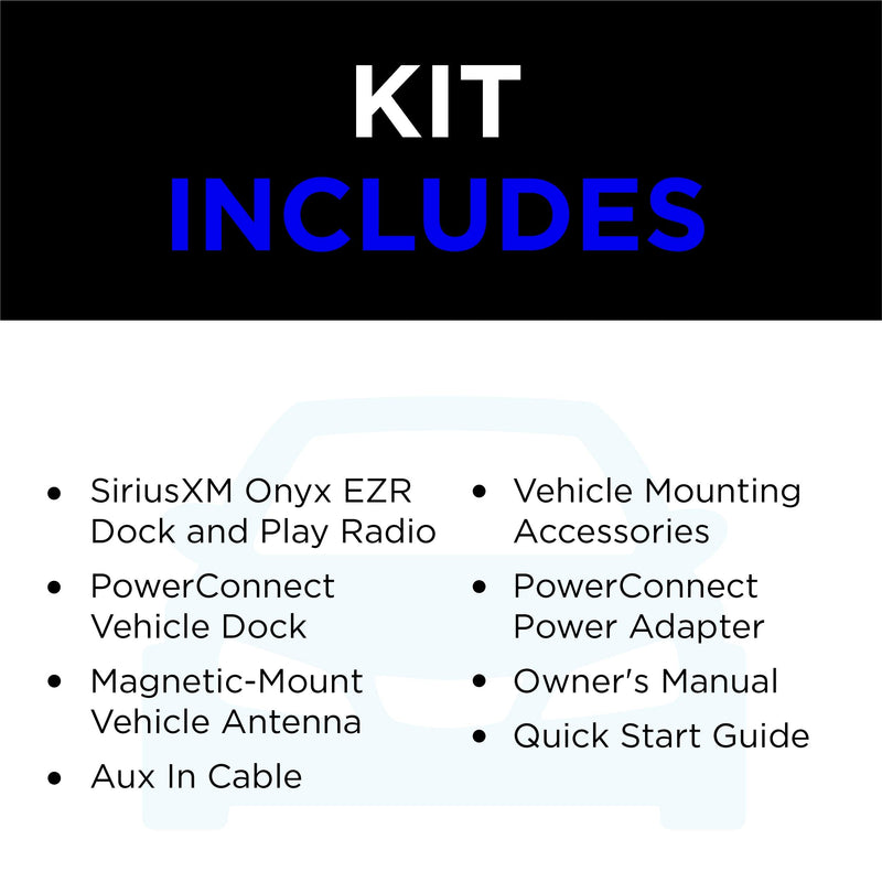 SiriusXM SXEZR1V1 Onyx EZR Satellite Radio with Vehicle Kit, Receive 3 Months Free Service with Subscription, Easy to Install – Enjoy SiriusXM in Your Car and Beyond with this Dock and Play Radio Satellite Radio + Vehicle Kit