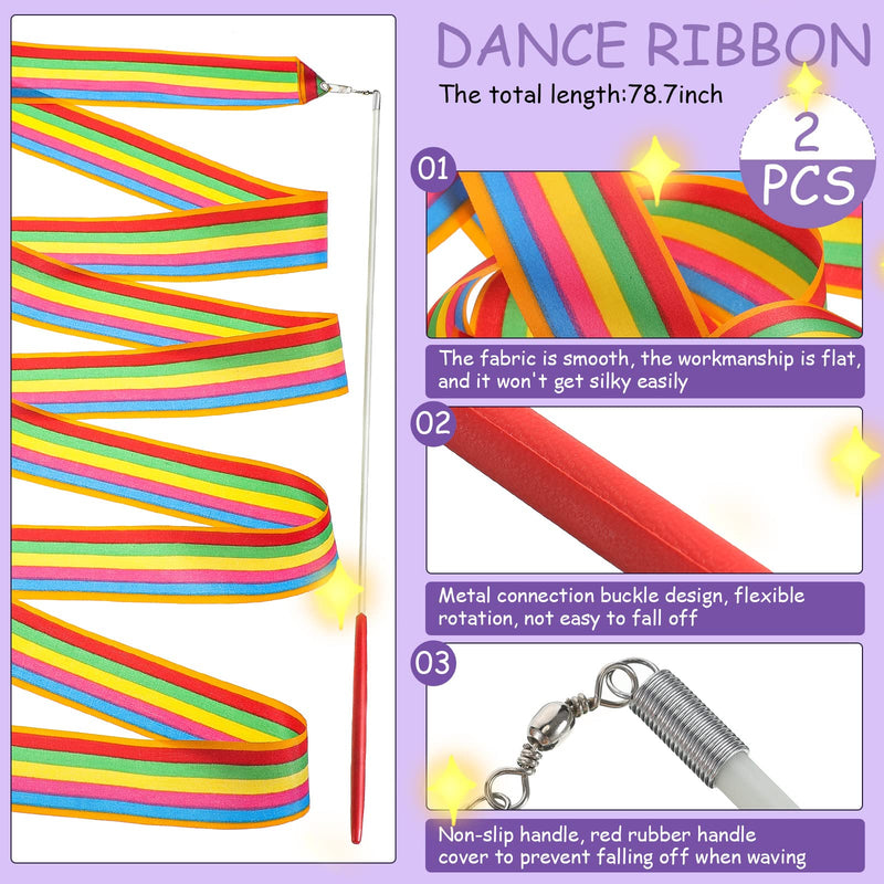 4 Pack Twirling Baton 21 Inch Band Marching Baton Stainless Steel Conductors Metal Gymnastics Parade Stick Dance Ribbon Streamer for Kid Girl