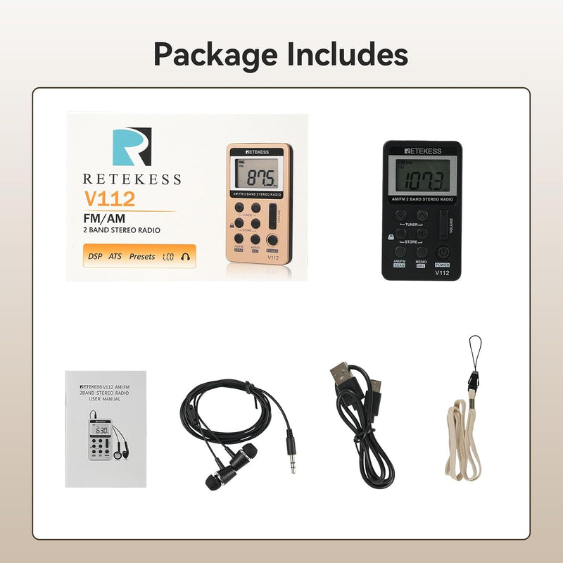 Portable AM/FM Pocket Radio with Digital Tuning LCD Display, SWDSTP Rechargeable Mini Radio with Stereo Earphone and Removable Belt Clip for Walking, Jogging