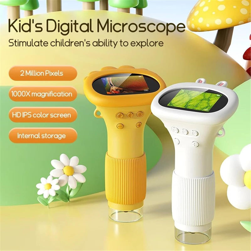 1000X Handheld Microscope for Kids, 3'' Digital Kids Microscope with Adjustable Light, Easter Pocket Portable Micro Scope, Stem Toys for Ages 5-7 8-12 Teen Boys and Girls Educational Gifts, White 3-inch