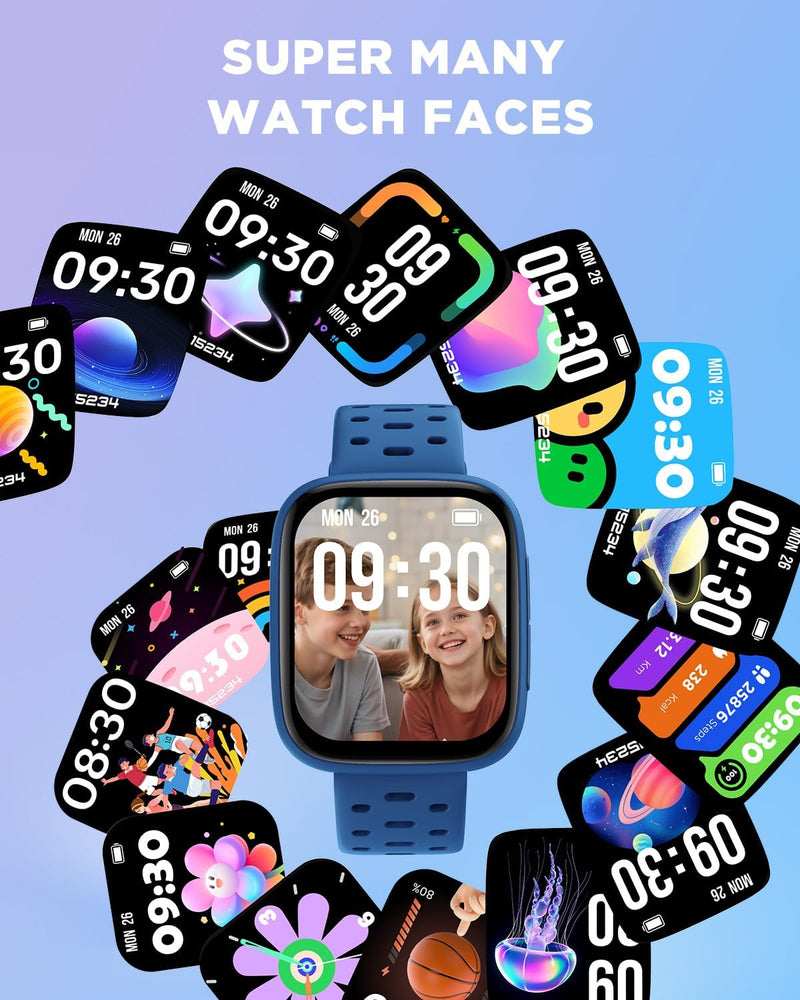 [AUSTRALIA] - Smart Watch for Kids No Phone No APP Needed, 1.83" AMOLED Screen Fitness Tracker Watch with Pedometer, Kids Smart Watch with Heart Rate/Sleep Monitor, IP68 Waterproof for Boys Girls 5-12 Blue 