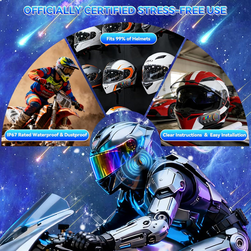 [AUSTRALIA] - Y102X Helmet Talk Motorcycle Helmet Headset, Wireless Helmet Intercom for 2 People to Talk, with CVC Noise Reduction Music Control Response, Bluetooth Headset speaker for motorcycle helmet intercom 