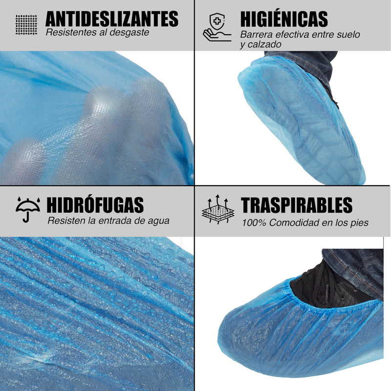 ARESO Disposable Shoe Covers with Elastic Band, Waterproof Overshoes, Blue Overshoes, Disposable Pack of 100