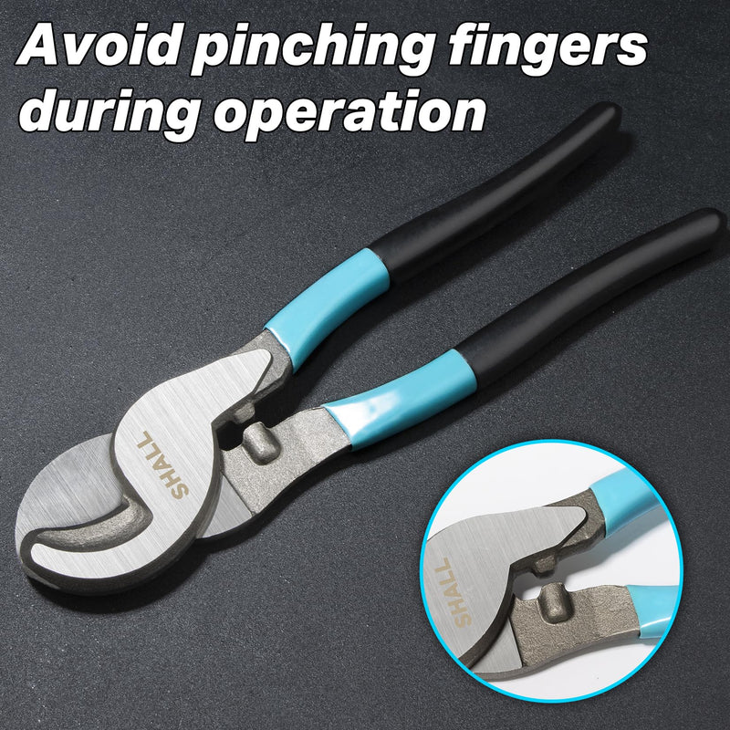 SHALL Cable Cutter 9.44"/240mm High Hardness Cable Cutting Tool with Non-Slip Grip Ideal for Clean Cutting and Stripping Copper Wires