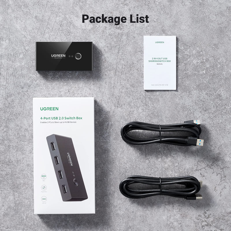 UGREEN USB Switch Selector - 2-Port, 4 Device Sharing, Includes USB C 3.0 Adapter (2 Pack)