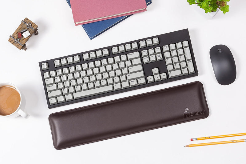 Bailey Full Size by Castle - Leather Ergonomic Computer Wrist Rest Pad for Keyboards with Around 104 Keys - Firm Keyboard Wrist Support for Typists, Gaming, and Heavy Office Use (Woodland, Full Size) Woodland