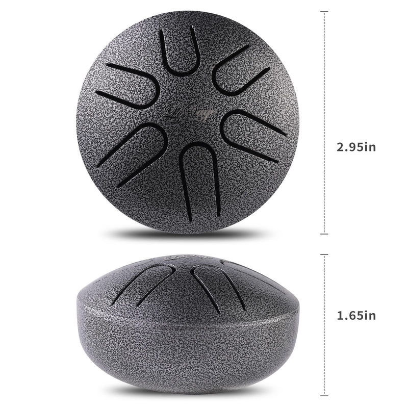 LeSage Steel Tongue Drum 3 inch 6 note Mini Handpan Drum for Adults Set Percussion Instrument for Meditation Yoga Chakra Sound healing Drum Silver 3 in 6 note