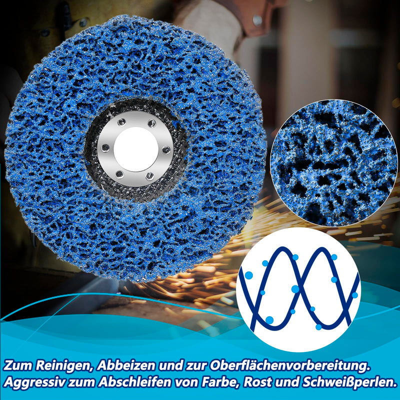 Pack of 5 125 mm CSD Disc, Grinding Disc, Coarse Cleaning Disc, Nylon Fabric Disc, Sanding Discs for Angle Grinder, Cleaning, Removing Paint, Rust, Welds and Oxidation Blue
