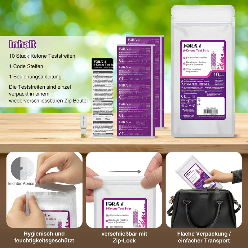 FORA 20pcs β-Ketone Test Strips with 20 Lancets 2