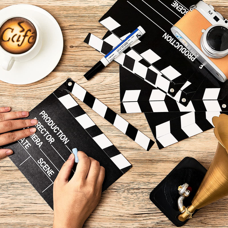 Movie Film Clap Board Movie Night Party Decorations 7 x 8 Inch Movie Clapboard Directors Clapper Writable Cut Action Scene Board Movie Night Centerpiece for Movies Films Photo Props(20 Pcs)