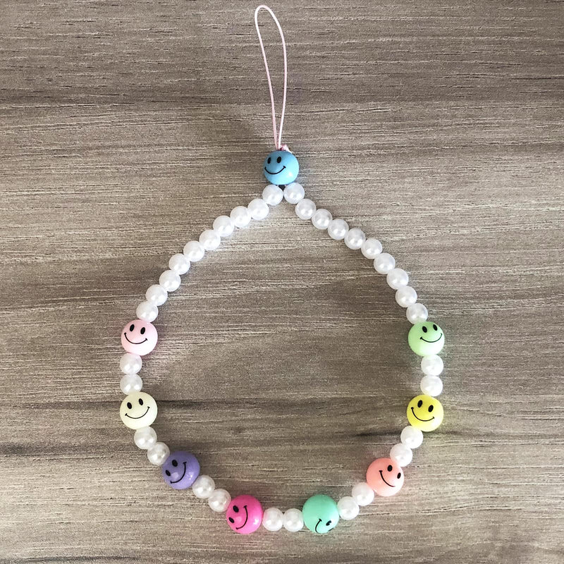 Beaded Mobile Phone Lanyard Wrist Strap Y2K Cute Phone Charms Smiley Face Flower Phone Anti-Lost Chains for Women Girls Style #1-Smiley Flower 3pcs