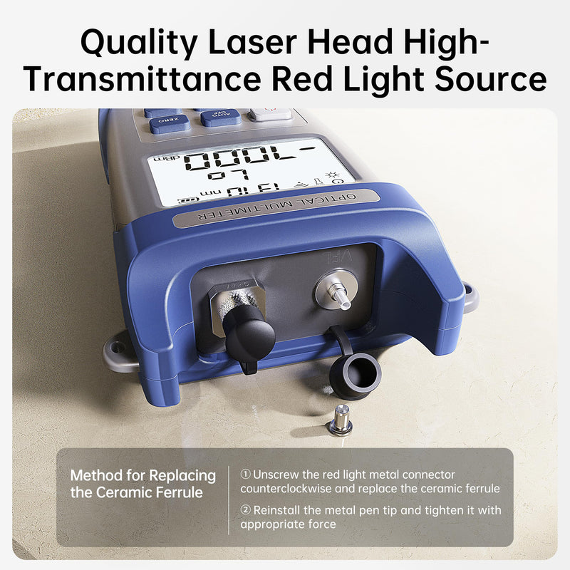 10mW Fiber Optical Power Meter & Visual Fault Locator Combo, 10km Red Light Source with FC/SC/ST Adapters for Fiber Optic Cable Loss Testing