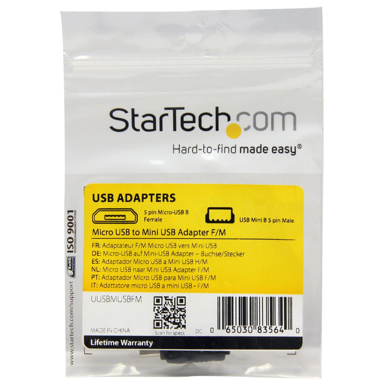 StarTech.com Micro USB to Mini USB 2.0 Adapter - Micro USB (f) to Mini USB (m) (UUSBMUSBFM) Black Micro USB Female to Mini USB Male