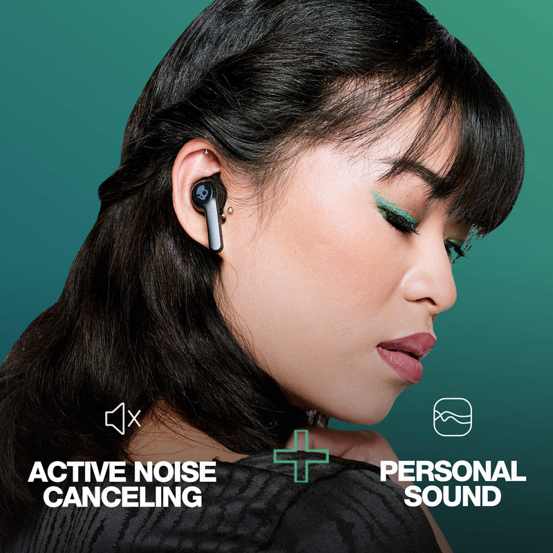 Skullcandy Indy ANC in-Ear Noise Canceling True Wireless Earbuds, 32 Hour Battery, Microphone, Works with iPhone Android and Bluetooth Devices - Black True Black One Size Active Noise Cancellation
