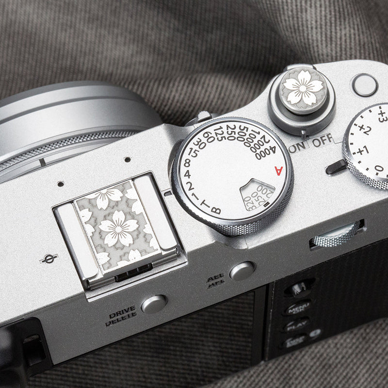Floral Pattern Hot Shoe Cover Shutter Button for Fuji X100VI XT30III button and cover